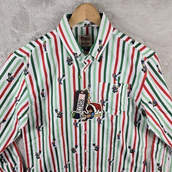 NWT Men's The Roosevelts RSVLTS Bob Ross Christmas Button Down Shirt Sz Large - Picture 3 of 13